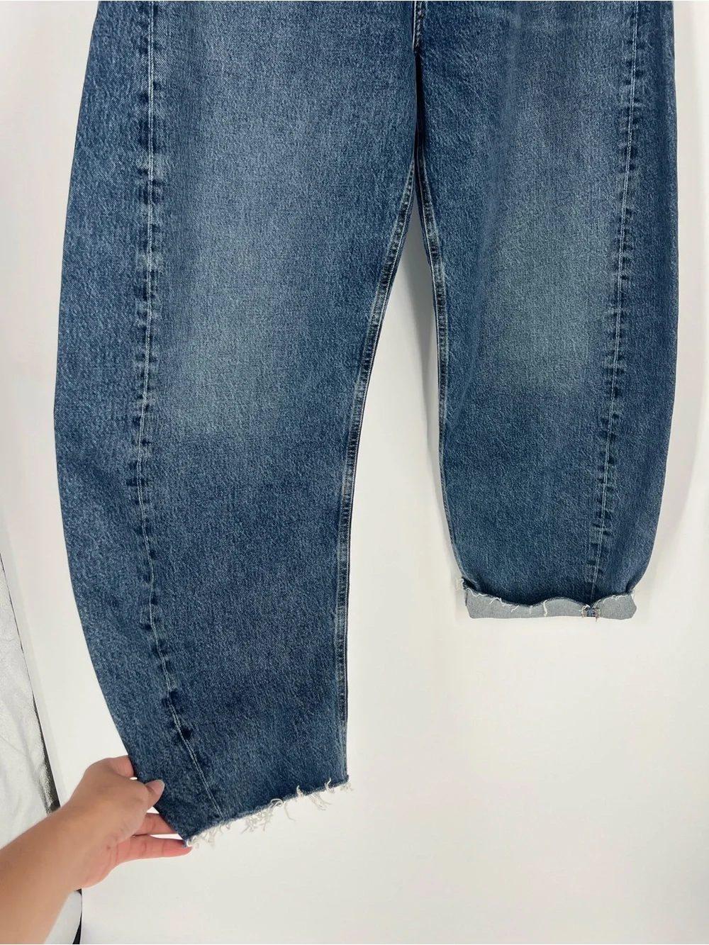 Agolde Luna Pieced Dark Wash Horseshoe Barrel Denim Jeans in Control 33 NWT